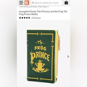 Disney Loungefly The Princess and the Frog - Frog Prince Wallet New With Tags